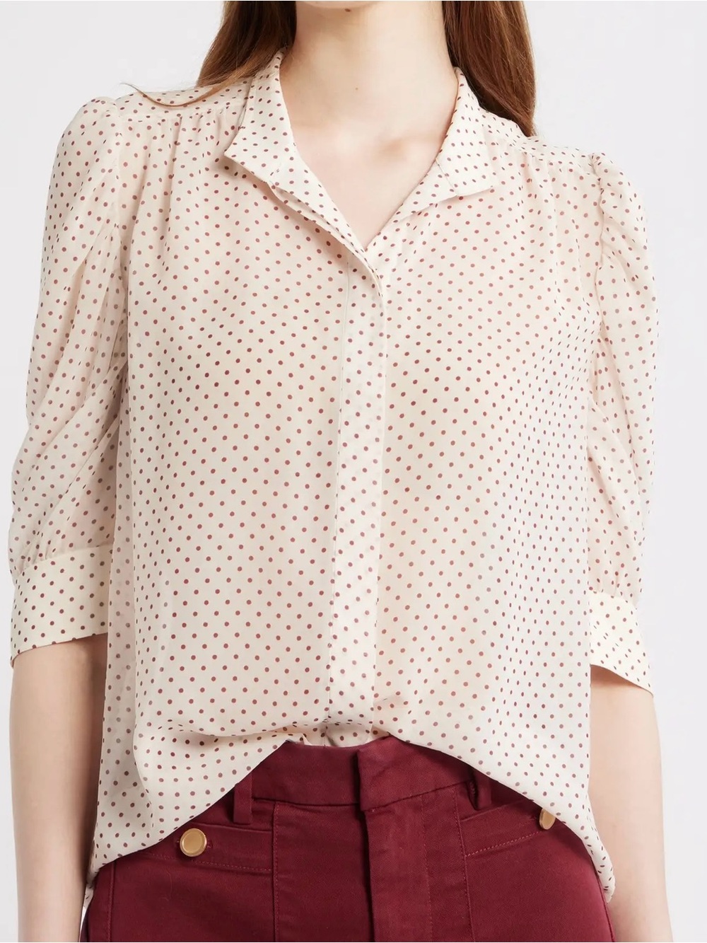 NWT Frame The Gillian Polka Dot Shirt
